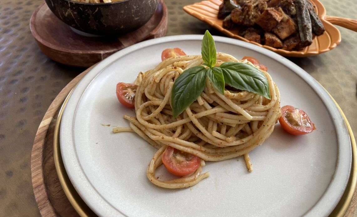 Grilled Vegetable And Tandori Spaghetti